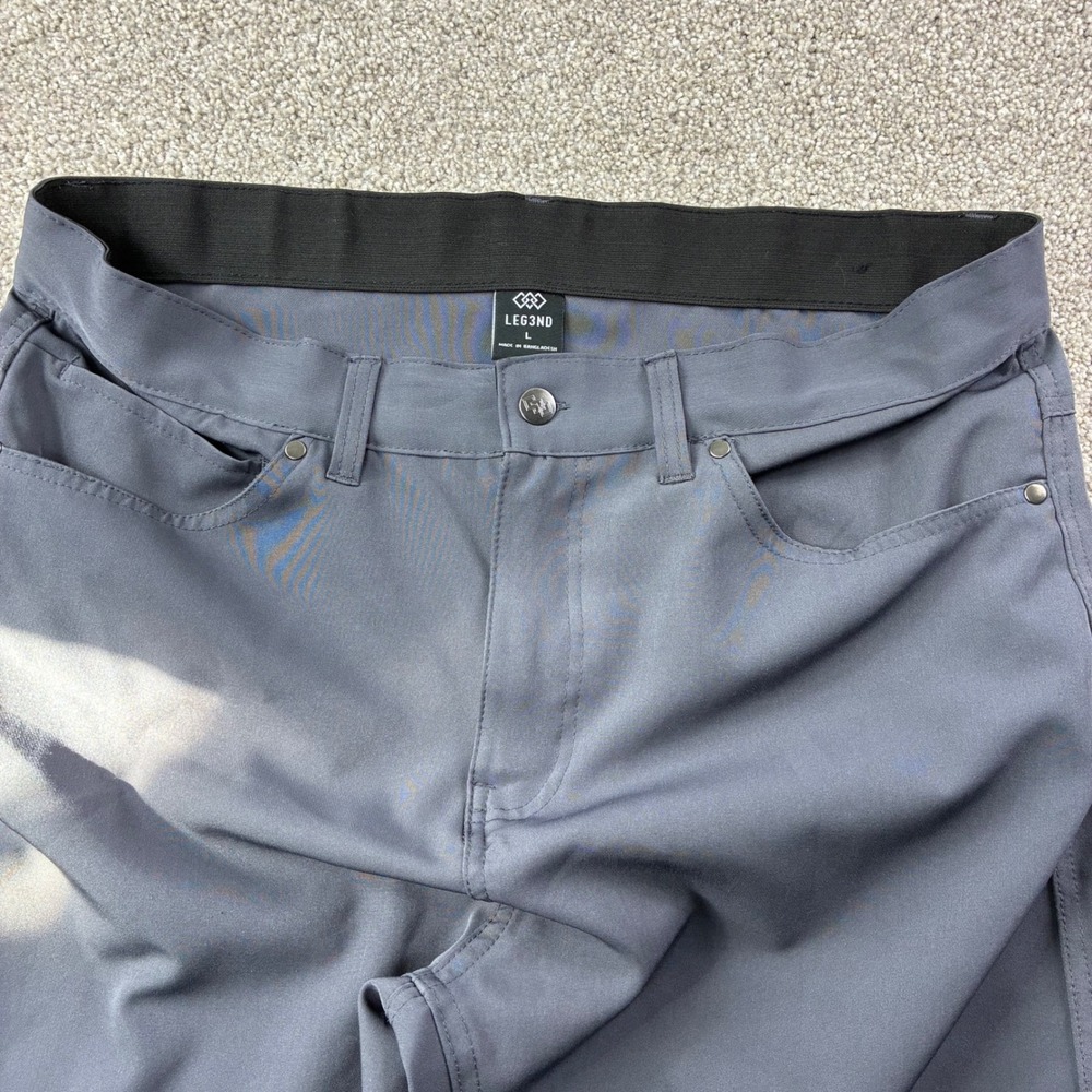 LEG3ND Mens L 36/30 Gray Flat Front‎ Pants Stretch Performance Travel Gorpcore